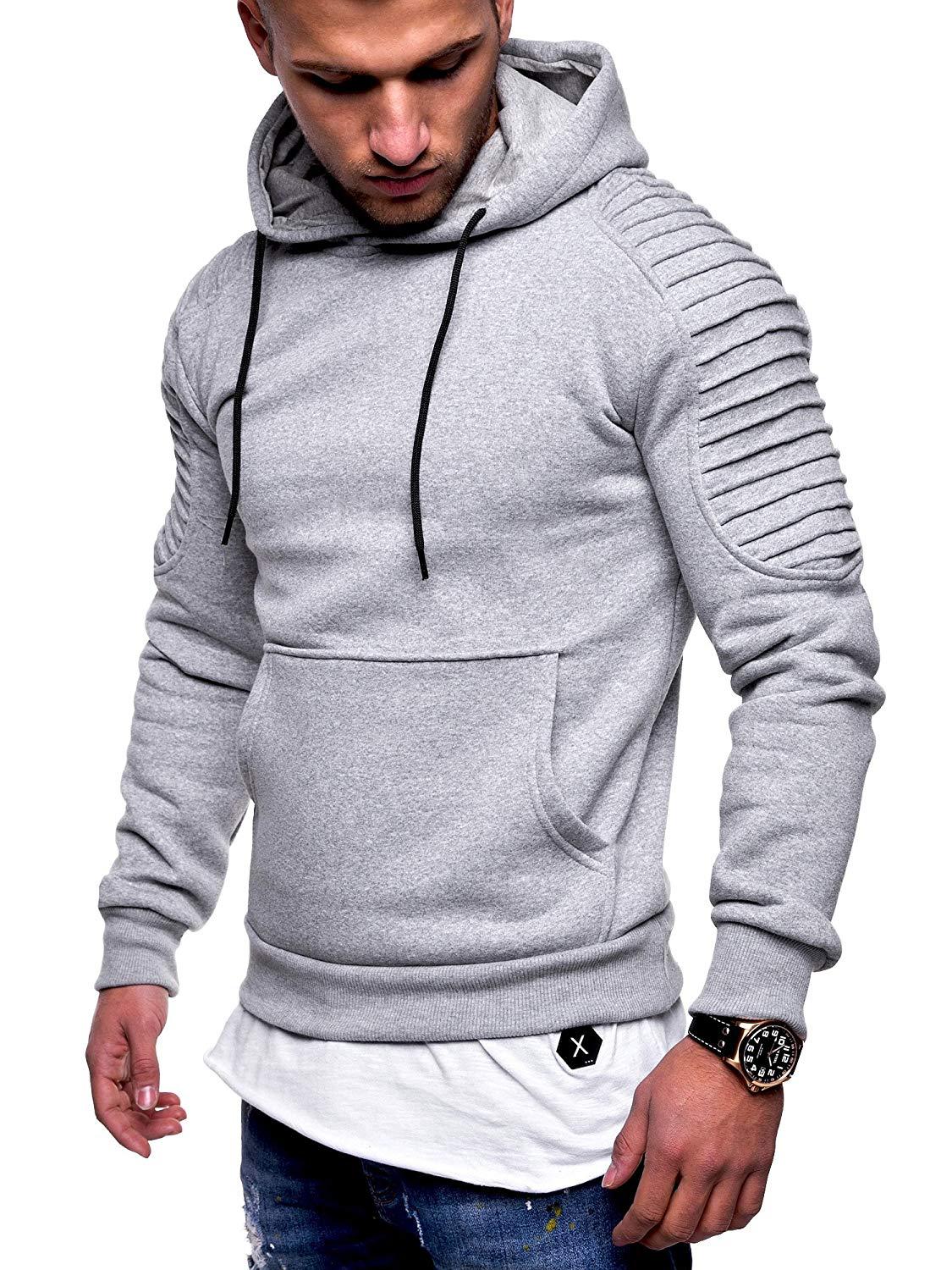 Hoodie Homme à Rayures – Manches Raglan Plissées