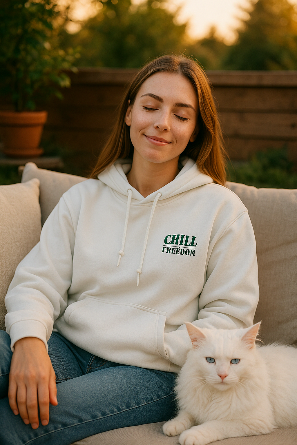 Coton ouaté unisexe blanc – Gildan 18500 | Chill & Freedom – Livraison gratuite